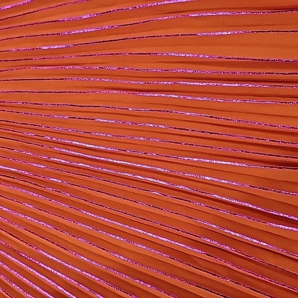 NWOT Anthropologie Neon Pleated Midi Skirt Small Vibrant Medium Orange - Picture 5 of 7